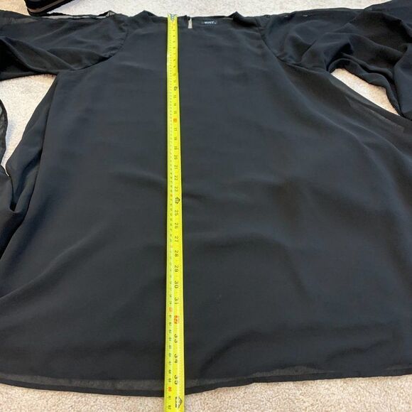 WHY DRESS Black chiffon butterfly sleeve dress SzL - Picture 14 of 15